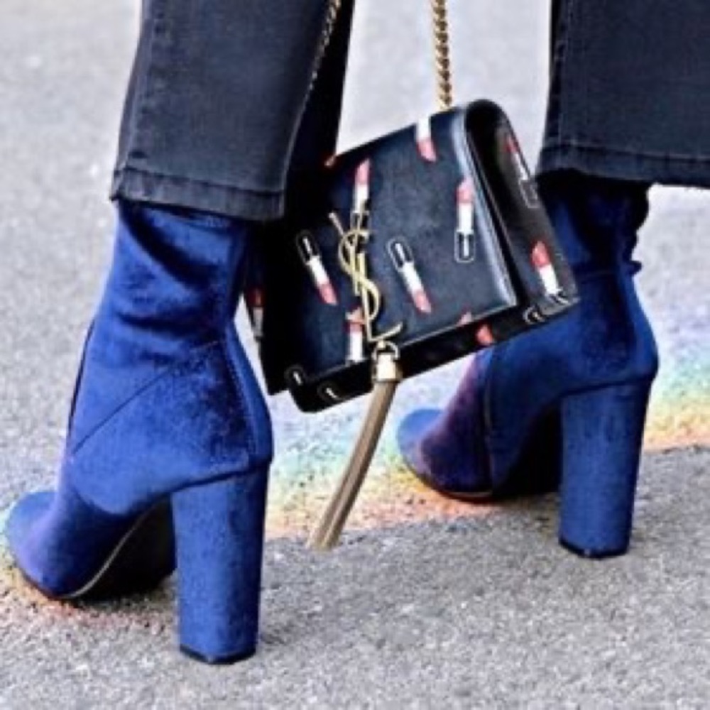 Steve Madden Brisk Blue Velvet Booties